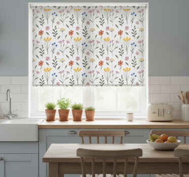 Cortina roller cocina patrón flores multicolor - TenVinilo