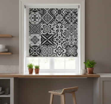 Toile fenêtre cuisine géométriques contrastes noirs - TenStickers