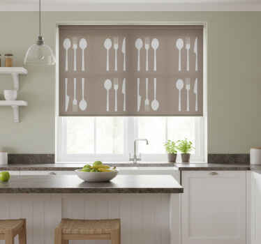 Roller blind for kitchen window cutlery design - TenStickers