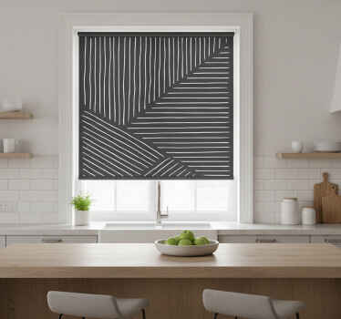 Roller blind for kitchen window with white wavy lines - TenStickers