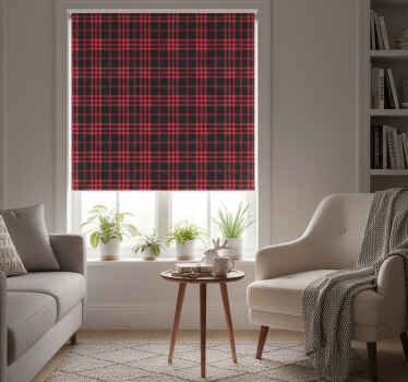 Toile fenêtre rouge motif tartan de noël - TenStickers
