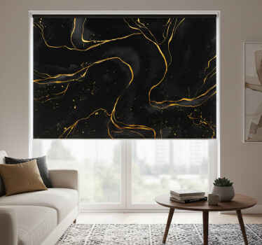 Black roller blind in black and golden marble - TenStickers