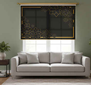 Black roller blind in elegant style with plants - TenStickers