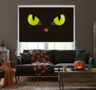 Black roller blind with spooky black halloween cat - TenStickers