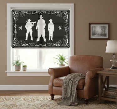 Black roller blind cowboy and horses design - TenStickers