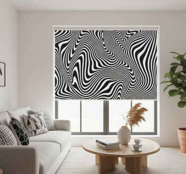 Black roller blind with zebra 3d effect - TenStickers