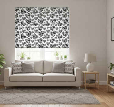Black roller blind zebra print heart design - TenStickers