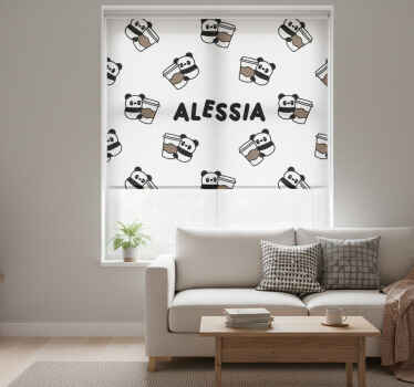 Grey blind pandas with name - TenStickers
