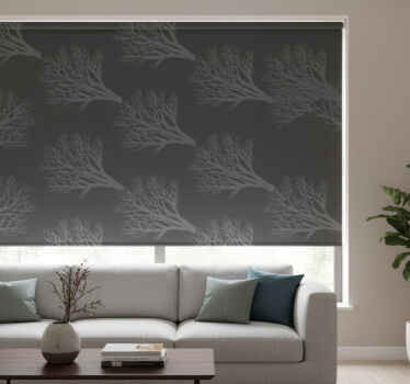 Grey blind in elegant gray leaf design - TenStickers