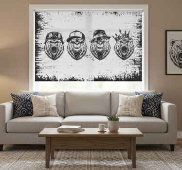 Grey blind vintage logo style bear - TenStickers