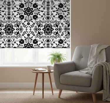 Grey blind with black folk pattern design - TenStickers