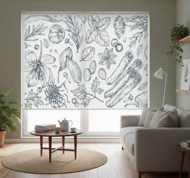 Rollo fenster grau kräuterdesign - TenStickers