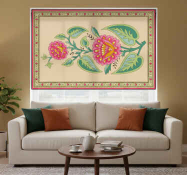 Rollo fenster beige mit indischem mughal-blumenmuster - TenStickers