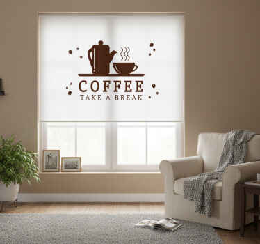 Toile noire fenêtre concept café sur fond blanc - TenStickers