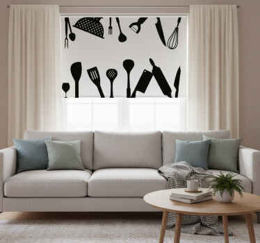 Toile noire fenêtre accessoires de cuisine - TenStickers