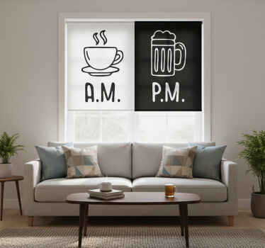 Toile noire fenêtre café du matin et bière du soir - TenStickers