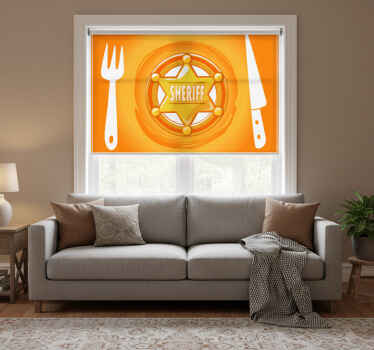 Toile fenêtre orange étoile de cowboy avec nom - TenStickers