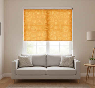 Toile fenêtre orange fond orange avec couverts - TenStickers