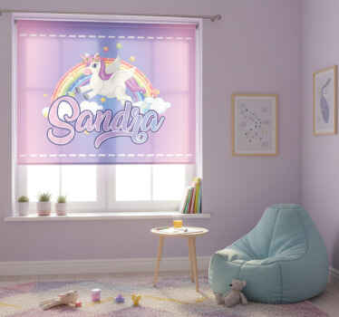 Toile fenêtre violet licorne personnalisable pour enfants - TenStickers