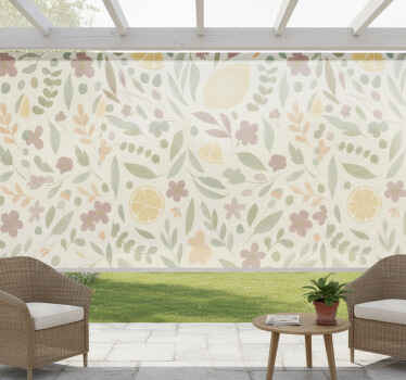Toile fenêtre extérieur design floral citron - TenStickers