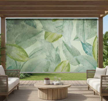 Toile fenêtre extérieur motif mélangé de feuilles vertes - TenStickers