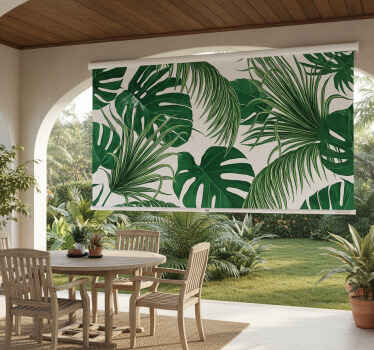Toile fenêtre extérieur design feuilles tropicales - TenStickers