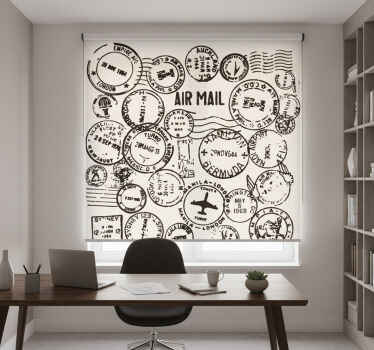 Cortina roller oficina vinilo decorativo pasaporte - TenVinilo