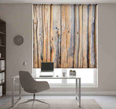 Cortina roller oficina textura 3d de troncos de madera - TenVinilo