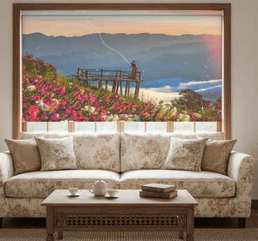 Rollo fenster wohnzimmer im vintage garten cottagecore stil - TenStickers