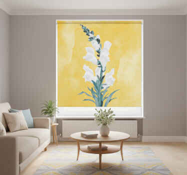 Rollo fenster wohnzimmer weiße blumen gelber hintergrund - TenStickers