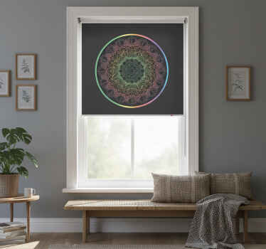 Bedroom roller blind rainbow mandala design - TenStickers