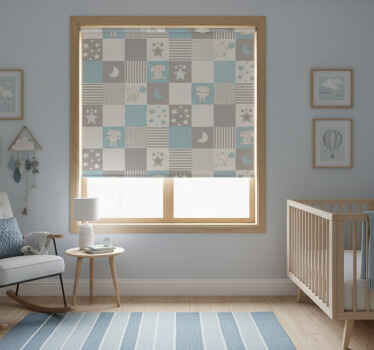 Bedroom roller blind with elephant blue tiles - TenStickers