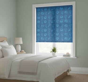 Bedroom roller blind with shells and sea horses - TenStickers