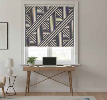 Bedroom roller blind white and beige blue striped rug - TenStickers