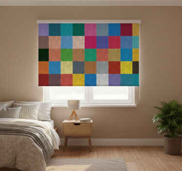 Bedroom roller blind vinyl rug colorful blocks - TenStickers