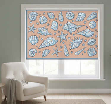 Bedroom roller blind seashell drawings - TenStickers