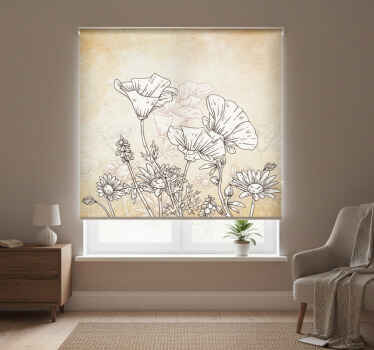 Rollo fenster wohnzimmer vintage wiese - TenStickers