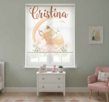 Children room roller blind cute fox for girl with name - TenStickers