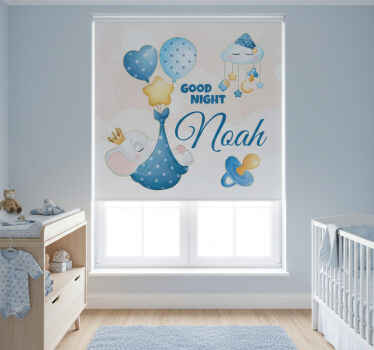 Rollo fenster kinderzimmer niedlicher elefant mit name - TenStickers