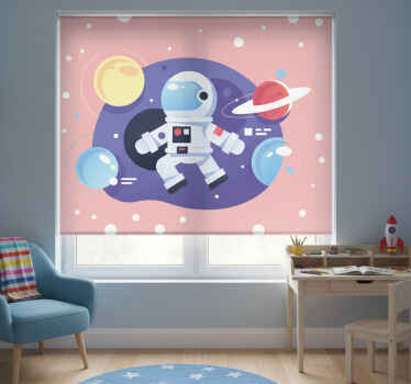 Cortina roller infantil símbolos de astronautas variados - TenVinilo