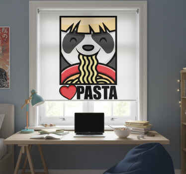 Cortina roller juvenil panda ama la pasta - TenVinilo