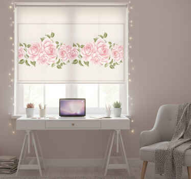 Rollo fenster beige mit vintage-rosenmuster in pink - TenStickers