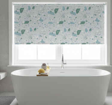 Toile fenêtre salle de bain terrazzo bleu et blanc - TenStickers
