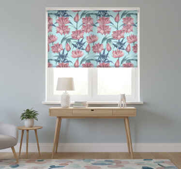 Flower roller blind in blue watercolor flowers - TenStickers