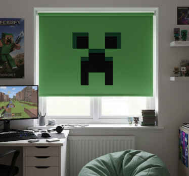 Cortina roller geek verde de minecraft - TenVinilo