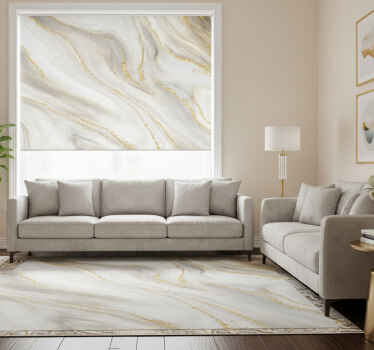 Cortina roller textura mármol blanco y dorado - TenVinilo