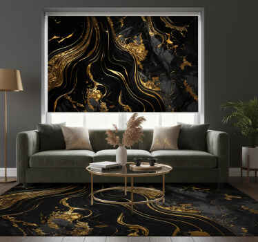 Cortina roller textura mármol negro y dorado - TenVinilo