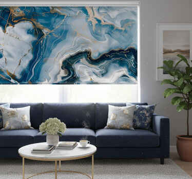 Cortina roller textura azul marino y blanca - TenVinilo