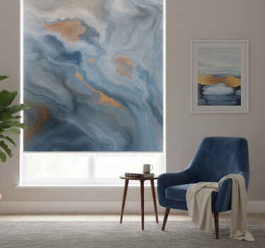 Cortina roller textura tonos ámbar y azul - TenVinilo