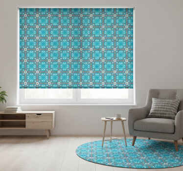 Toile fenêtre vintage carrelage hydraulique bleu - TenStickers